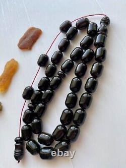 Natural Baltic Amber Big Islamic Prayer Rosary 81g Cherry 33Beads Tesbih Misbaha