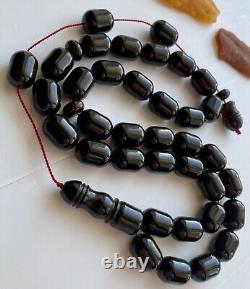 Natural Baltic Amber Big Islamic Prayer Rosary 81g Cherry 33Beads Tesbih Misbaha