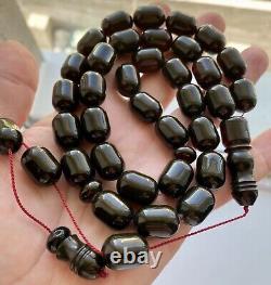 Natural Baltic Amber Big Islamic Prayer Rosary 81g Cherry 33Beads Tesbih Misbaha