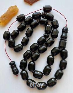 Natural Baltic Amber Big Islamic Prayer Rosary 81g Cherry 33Beads Tesbih Misbaha