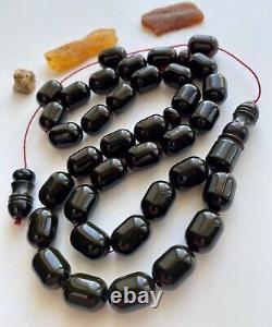 Natural Baltic Amber Big Islamic Prayer Rosary 81g Cherry 33Beads Tesbih Misbaha