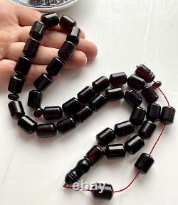 Natural Baltic Amber Big Islamic Prayer Rosary 84g Cherry 33 Beads Misbah Tesbih