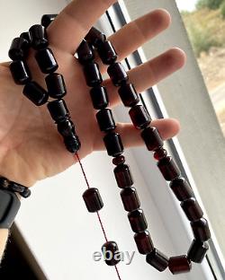 Natural Baltic Amber Big Islamic Prayer Rosary 84g Cherry 33 Beads Misbah Tesbih