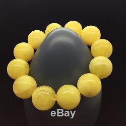 Natural Baltic Amber Bracelet Yellow Beeswax Round Beads Hupo Kahraman