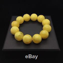 Natural Baltic Amber Bracelet Yellow Beeswax Round Beads Hupo Kahraman