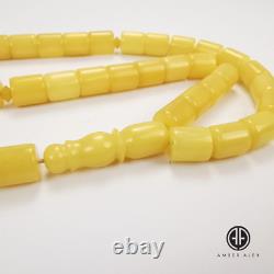 Natural Baltic Amber Butterscotch Color Islamic Prayer Beads 33 Barrel Shape 10x