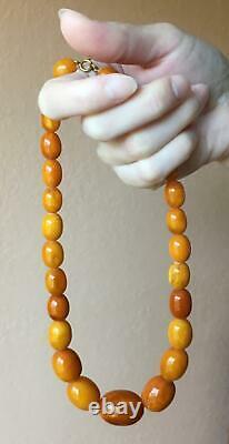 Natural Baltic Amber Butterscotch Egg Yolk Antique German Old Beads Necklace 50g