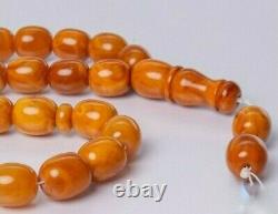 Natural Baltic Amber Butterscotch Egg Yolk Old Tesbih Misbaha Prayer Beads 100gr