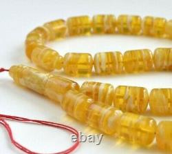 Natural Baltic Amber Honey Tesbih Rosary Tiger Islamic Misbaha Prayer Beads 84gr