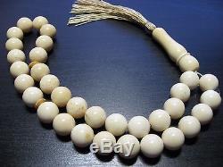 Natural Baltic Amber Islamic 33 Beads Rosary Prayer Honey White Tasbih Misbaha