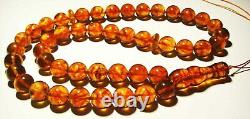 Natural Baltic Amber Islamic Prayer 33 Beads Misbaha Tasbih Rosary pressed