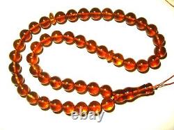 Natural Baltic Amber Islamic Prayer 33 Beads Misbaha Tasbih Rosary pressed