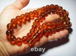 Natural Baltic Amber Islamic Prayer 33 Beads Misbaha Tasbih Rosary pressed