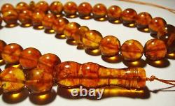 Natural Baltic Amber Islamic Prayer 33 Beads Misbaha Tasbih Rosary pressed