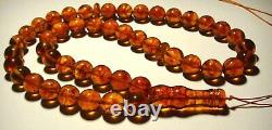 Natural Baltic Amber Islamic Prayer 33 Beads Misbaha Tasbih Rosary pressed