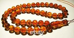 Natural Baltic Amber Islamic Prayer 33 Beads Misbaha Tasbih Rosary pressed