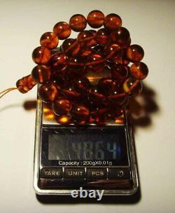 Natural Baltic Amber Islamic Prayer 33 Beads Misbaha Tasbih Rosary pressed