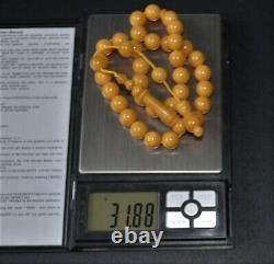 Natural Baltic Amber Islamic Prayer 33 beads Tasbih Misbaha Muslim Rosary