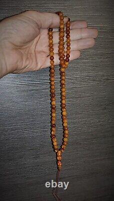 Natural Baltic Amber Islamic Prayer 99 beads Tasbih Misbaha Muslim Rosary