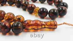 Natural Baltic Amber Islamic Prayer Beads Kehribar Misbaha Tasbih Rosary pressed