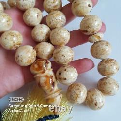 Natural Baltic Amber Islamic Prayer Beads Misbaha Tasbih Rosary 133g Pressed