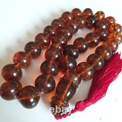 Natural Baltic Amber Islamic Prayer Beads Misbaha Tasbih Rosary 137g Formed