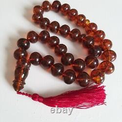 Natural Baltic Amber Islamic Prayer Beads Misbaha Tasbih Rosary 137g Formed