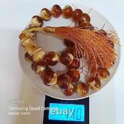 Natural Baltic Amber Islamic Prayer Beads Misbaha Tasbih Rosary 140g Pressed