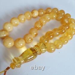 Natural Baltic Amber Islamic Prayer Beads Misbaha Tasbih Rosary 172g Formed