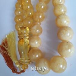 Natural Baltic Amber Islamic Prayer Beads Misbaha Tasbih Rosary 172g Formed