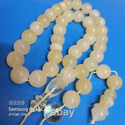 Natural Baltic Amber Islamic Prayer Beads Misbaha Tasbih Rosary 37g Formed