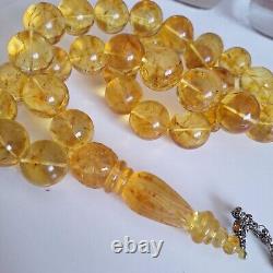 Natural Baltic Amber Islamic Prayer Beads Misbaha Tasbih Rosary 400g