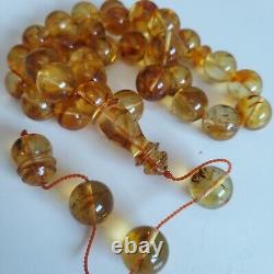 Natural Baltic Amber Islamic Prayer Beads Misbaha Tasbih Rosary 58g 13.5mm