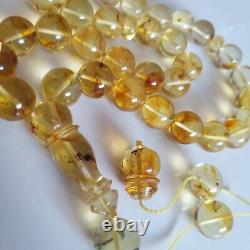 Natural Baltic Amber Islamic Prayer Beads Misbaha Tasbih Rosary 58g 13.7mm