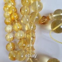 Natural Baltic Amber Islamic Prayer Beads Misbaha Tasbih Rosary 60g 13.5mm