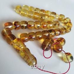 Natural Baltic Amber Islamic Prayer Beads Misbaha Tasbih Rosary 61g