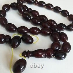 Natural Baltic Amber Islamic Prayer Beads Misbaha Tasbih Rosary 61g Pressed