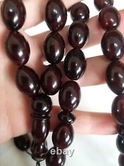 Natural Baltic Amber Islamic Prayer Beads Misbaha Tasbih Rosary 62g Pressed