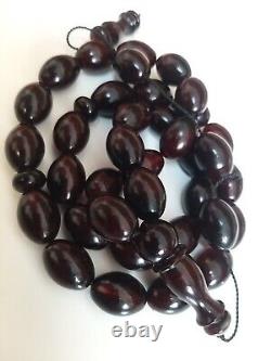 Natural Baltic Amber Islamic Prayer Beads Misbaha Tasbih Rosary 62g Pressed