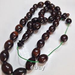 Natural Baltic Amber Islamic Prayer Beads Misbaha Tasbih Rosary 63g Pressed