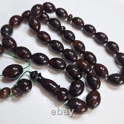 Natural Baltic Amber Islamic Prayer Beads Misbaha Tasbih Rosary 63g Pressed