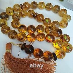 Natural Baltic Amber Islamic Prayer Beads Misbaha Tasbih Rosary 650g 33 Beads