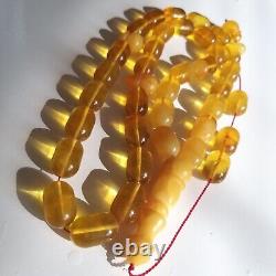 Natural Baltic Amber Islamic Prayer Beads Misbaha Tasbih Rosary 65g Pressed