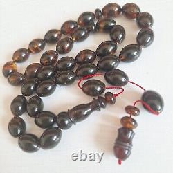 Natural Baltic Amber Islamic Prayer Beads Misbaha Tasbih Rosary 73g