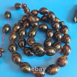 Natural Baltic Amber Islamic Prayer Beads Misbaha Tasbih Rosary 73g