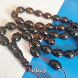 Natural Baltic Amber Islamic Prayer Beads Misbaha Tasbih Rosary 73g