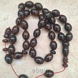 Natural Baltic Amber Islamic Prayer Beads Misbaha Tasbih Rosary 73g