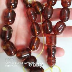 Natural Baltic Amber Islamic Prayer Beads Misbaha Tasbih Rosary 76g Pressed