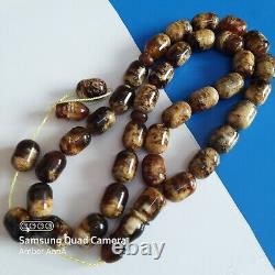 Natural Baltic Amber Islamic Prayer Beads Misbaha Tasbih Rosary 77g Pressed