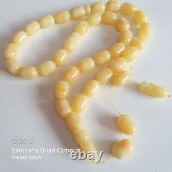 Natural Baltic Amber Islamic Prayer Beads Misbaha Tasbih Rosary 78g Pressed